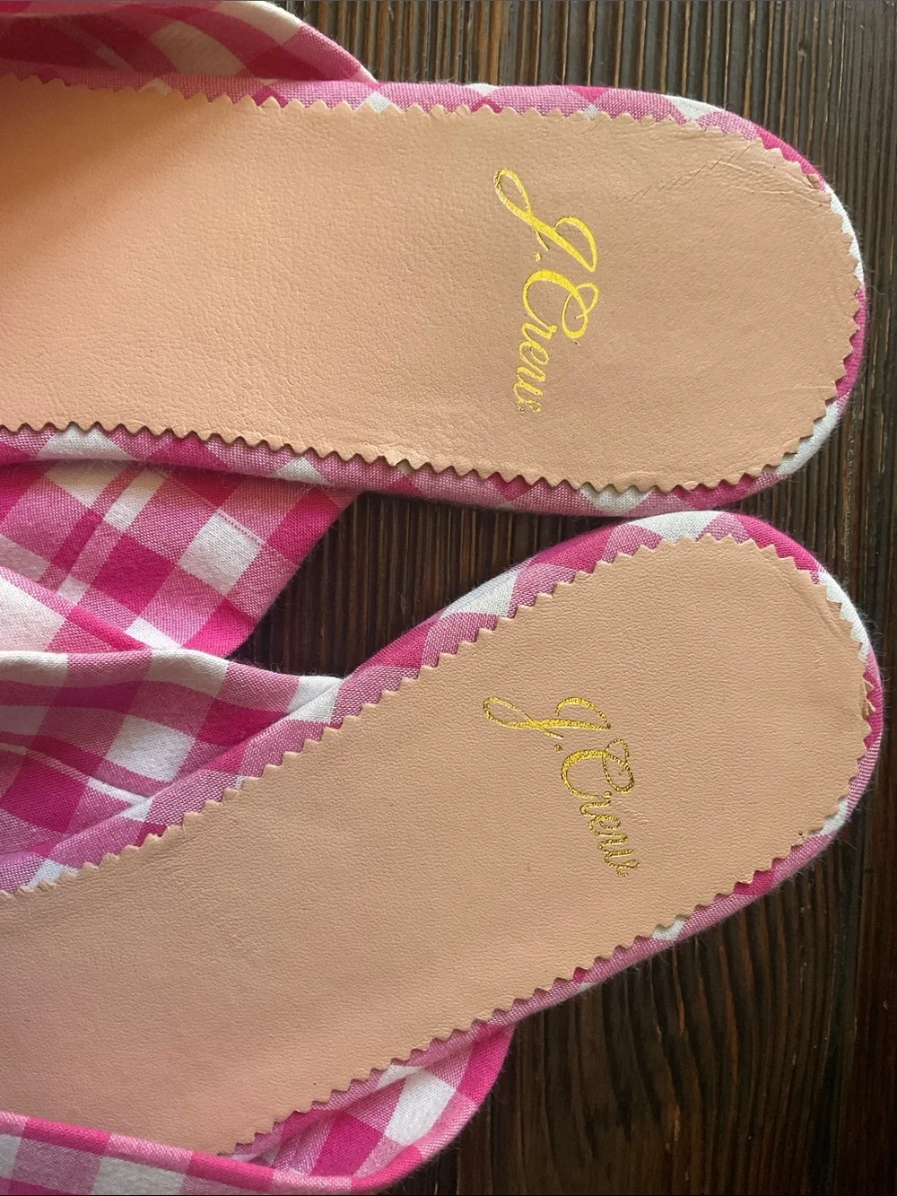 Crew Pink White Gingham Sandals Size 9